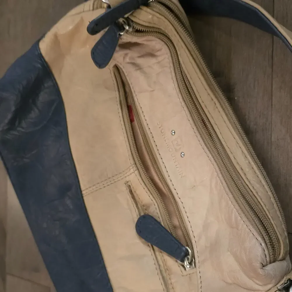 STONE MOUNTAIN beige and blue shoulder bag - Picture 4 of 12